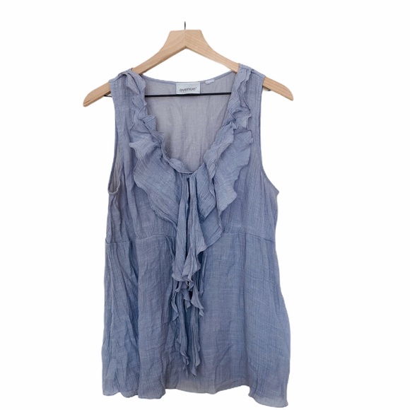 Avenue Tops - Avenue grey crepe ruffle sleeveless top